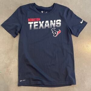 Nike NFL Houston Texans Navy blue dri fit sports team football tshirt boy Medium